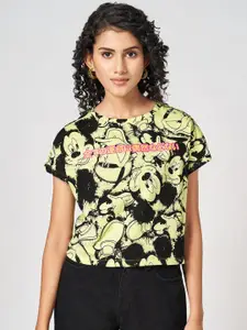 People Women Graphic Printed Round Neck Cotton Relaxed Fit T-Shirt