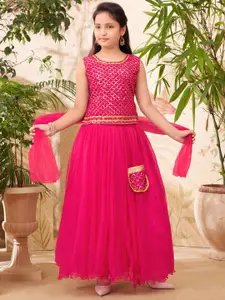 Aarika Girls Embellished Sequinned Ready to Wear Lehenga & Blouse With Dupatta