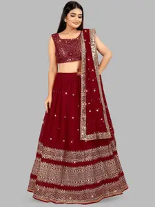 TIKODI Embroidered Sequinned Semi-Stitched Lehenga & Unstitched Blouse With Dupatta