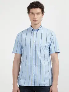 Tommy Hilfiger Men Button-Down Collar Striped Cotton Casual Shirt