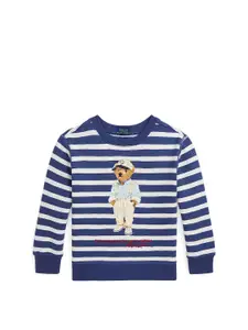 Polo Ralph Lauren Boys Striped Polo Bear Fleece Sweatshirt