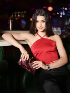 Sera Halter Neck Satin Crop Top