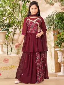Aarika Girls Embroidered Thread Work Ready to Wear Lehenga & Blouse With Dupatta