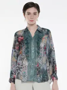 RAREISM Women Comfort Spread Collar Abstract Printed Casual Shirt