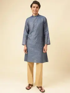 Fabindia Striped Mandarin Collar Straight Kurta