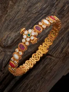 Kushal's Fashion Jewellery Embellished Bridal Navaratna 92.5 Silver Temple Bangle