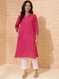 Fabindia Mandarin Collar Cotton A-Line Kurta