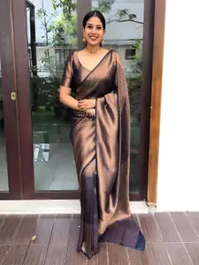 Anouk Solid Woven Design Zari  Saree