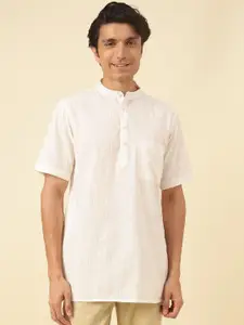 Fabindia Striped Mandarin Collar Straight Short Kurta