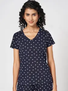 Dreamz by Pantaloons Women Printed Pure Cotton Lounge Tshirts