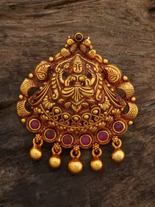 Kushal's Fashion Jewellery 92.5 Pure Silver Gold-Plated Stones Studded Pendant