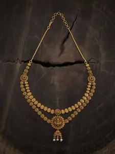 Kushal's Fashion Jewellery Gold Plated Antique Beaded Necklace