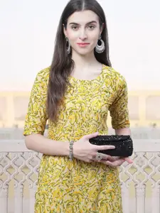 7Threads Floral Printed Straight Kurta