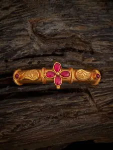 Kushal's Fashion Jewellery Embellished Bridal 92.5 Silver Gold-Plated Temple Bangle