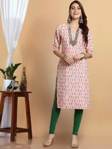 7Threads Women Printed Flared Sleeves Sequinned Floral Crepe Kurta