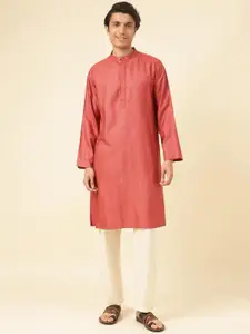 Fabindia Geometric Printed Mandarin Collar Straight Kurta