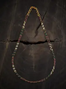 Kushal's Fashion Jewellery 92.5 Sterling Silver Gold Plated Temple Pearls Beaded Necklace