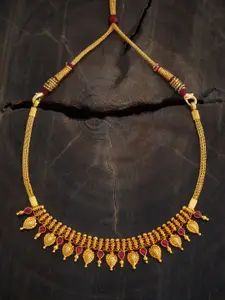 Kushal's Fashion Jewellery Embellished Bridal 92.5 Silver Gold-Plated Temple Necklace