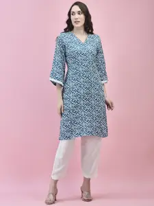 Shree Floral Printed V Neck Straight Kurta