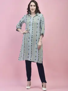 Shree Geometric Printed Shirt Collar Straight Kurta