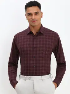 Allen Solly Men Spread Collar Tartan Checked Cotton Slim Fit Formal Shirt