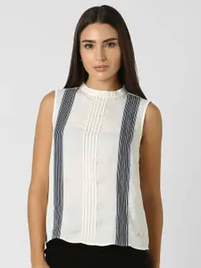 Van Heusen Women Striped Mandarin Collar Top