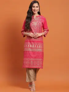 Shree Ethnic Motifs Printed Liva Straight Kurta