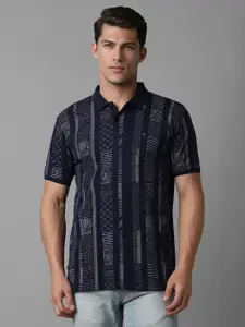 Louis Philippe Jeans Men Printed Polo Collar Slim Fit T-shirt