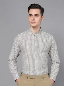 DON VINO Men Button-Down Collar Micro Checked Cotton Linen Slim Fit Formal Shirt