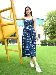 DECKEDUP women cotton Shoulder Straps fit and flare Midi Dress