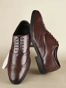 House of Pataudi Men Leather Formal Brogues Shoes