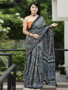KALINI Floral printed Bagru Saree with blouse piece