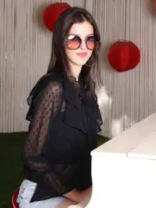 Sera Women Solid Tie-Up Neck Top