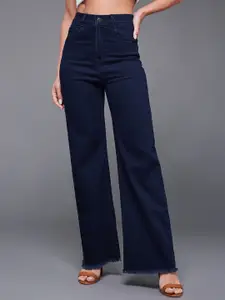 Miss Chase Women Wide-Leg High-Rise Regular-Length Stretchable Denim Jeans