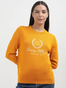Tommy Hilfiger Women Embroidered Typography Printed Round Neck Sweatshirt