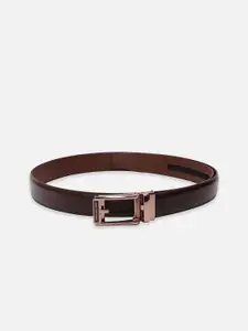 Peter England Men Textured Slider Buckle Closure Leather Formal Belt