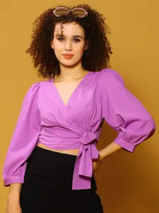 Sera Women Solid Tie-Up Neck Top