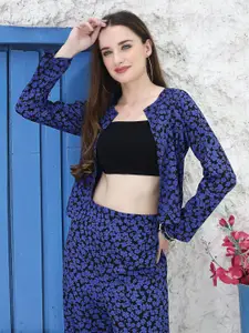 Sera Floral Printed Open Front Crop Shrug