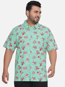 Santonio Men Plus Size Classic Spread Collar Conversational Printed Cotton Casual Shirt