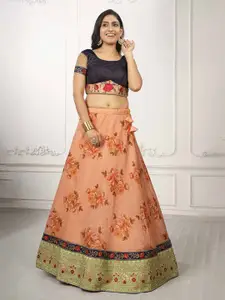 SAPTRANGI Floral Printed Ready To Wear Lehenga & Blouse With Dupatta