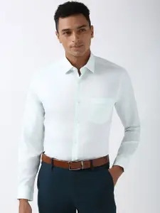 Peter England Men Classic Spread Collar Solid Cotton Formal Shirt