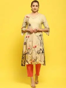 Shree Floral Printed V Neck A Line Kurta