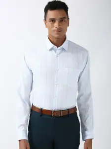 Peter England Men Classic Spread Collar Tartan Checked Cotton Formal Shirt