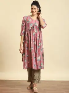 Shree Floral Printed V Neck A Line Kurta