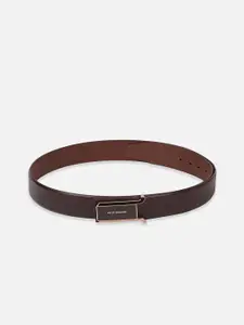 Peter England Men Textured Push Pin Closure Leather Formal Belt