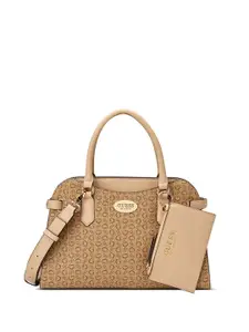 GUESS Printed Swagger Satchel with Cut Work