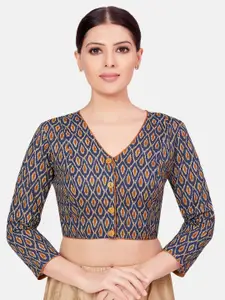 Studio Shringaar Ikat Printed Pure Cotton Saree Blouse