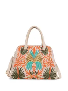 YOYOWING Colourblocked Satchel with Cut Work