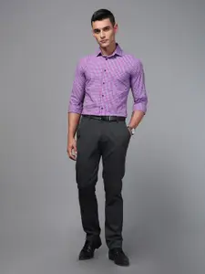 DON VINO Men Spread Collar Micro Checked Cotton Slim Fit Formal Shirt