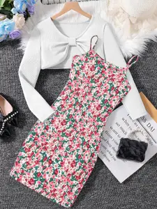 BAESD Girls Floral Printed Crepe Sheath Dress